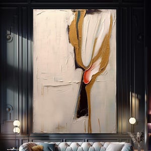 Minimalist Abstract Impasto Oil Painting: Textured Modern Wall Art
