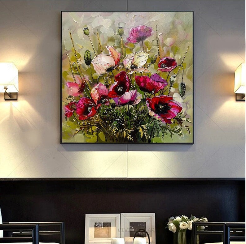 Red Poppies Canvas Print: Modern Floral Wall Art - Etsy