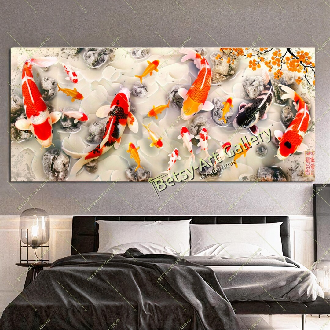 Soft Colors Koi Fish Canvas Print: Japanese Zen Wall Art - Etsy