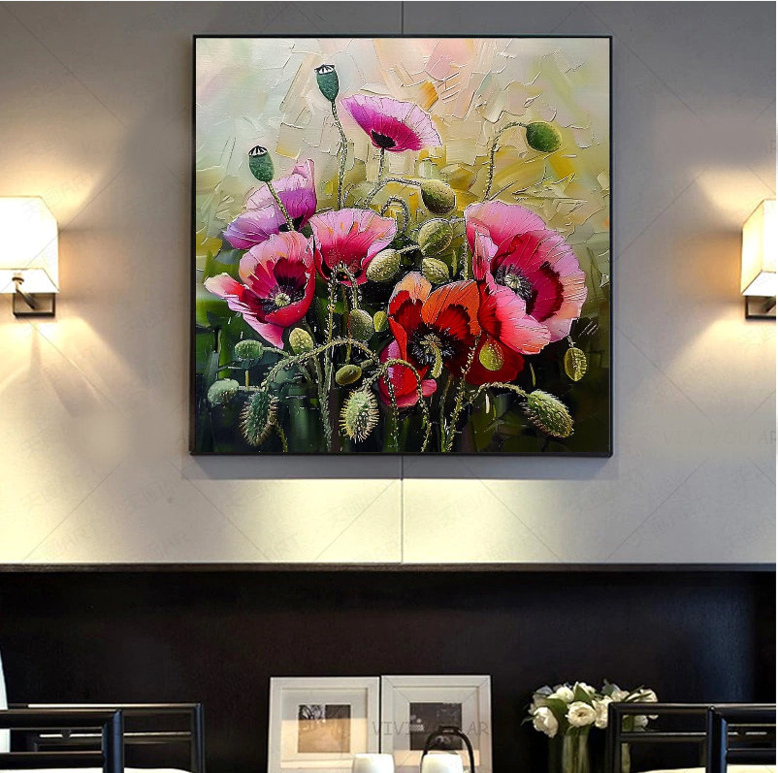 Red Poppies Canvas Print: Modern Floral Wall Art - Etsy
