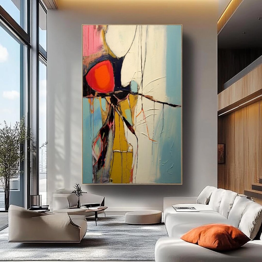 Large Textured Abstract Canvas Painting - Impasto Modern Wall Art for ...