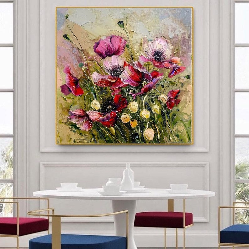Red Poppies Canvas Print: Modern Floral Wall Art - Etsy