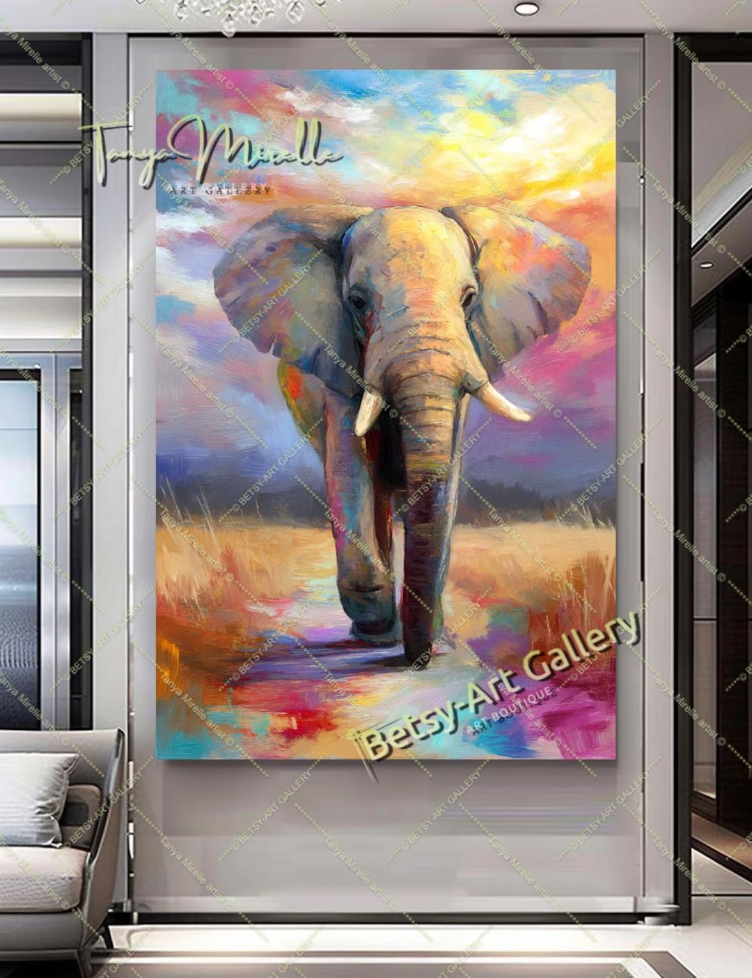 Colorful Elephant Canvas Print – Modern Safari Wall Art - Etsy