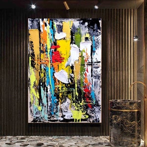 CONTEMPORARY STRETCHED PRINT on Canvas, Colorful Abstract Art Work, Vivid Color Modern Wall Art Decor for living room
