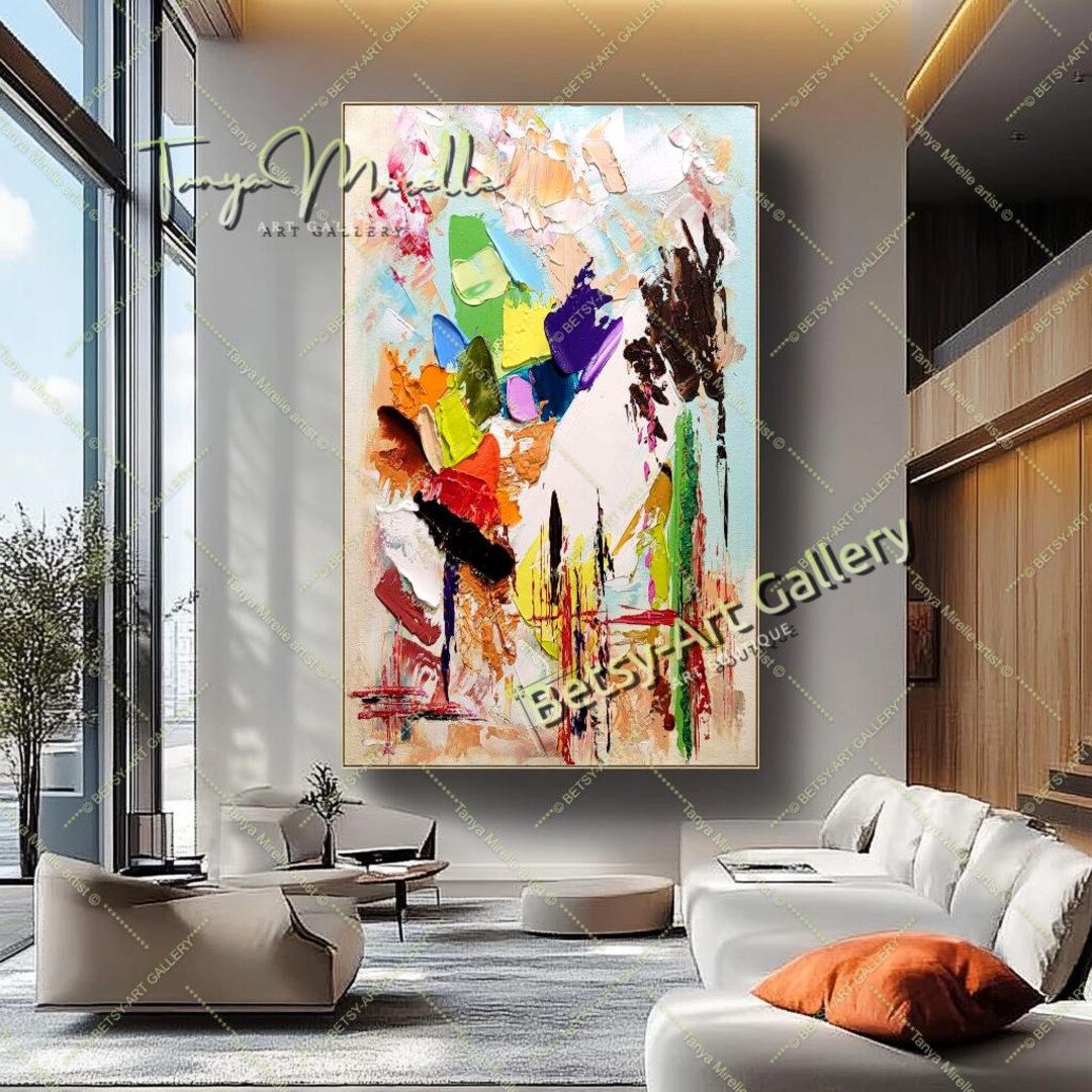 Modern Abstract Oil Painting: Vibrant Impasto Canvas Wall Art - Etsy