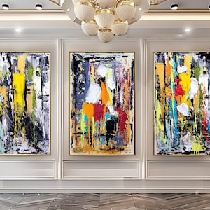 Large Modern Abstract Oil Painting on Canvas, Colorful Wall Art, Catch Eyes Painting for living room