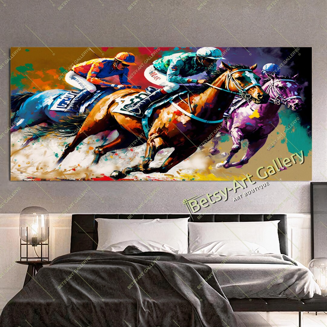 Abstract Horse Racing Canvas Print: Colorful Dynamic Art - Etsy
