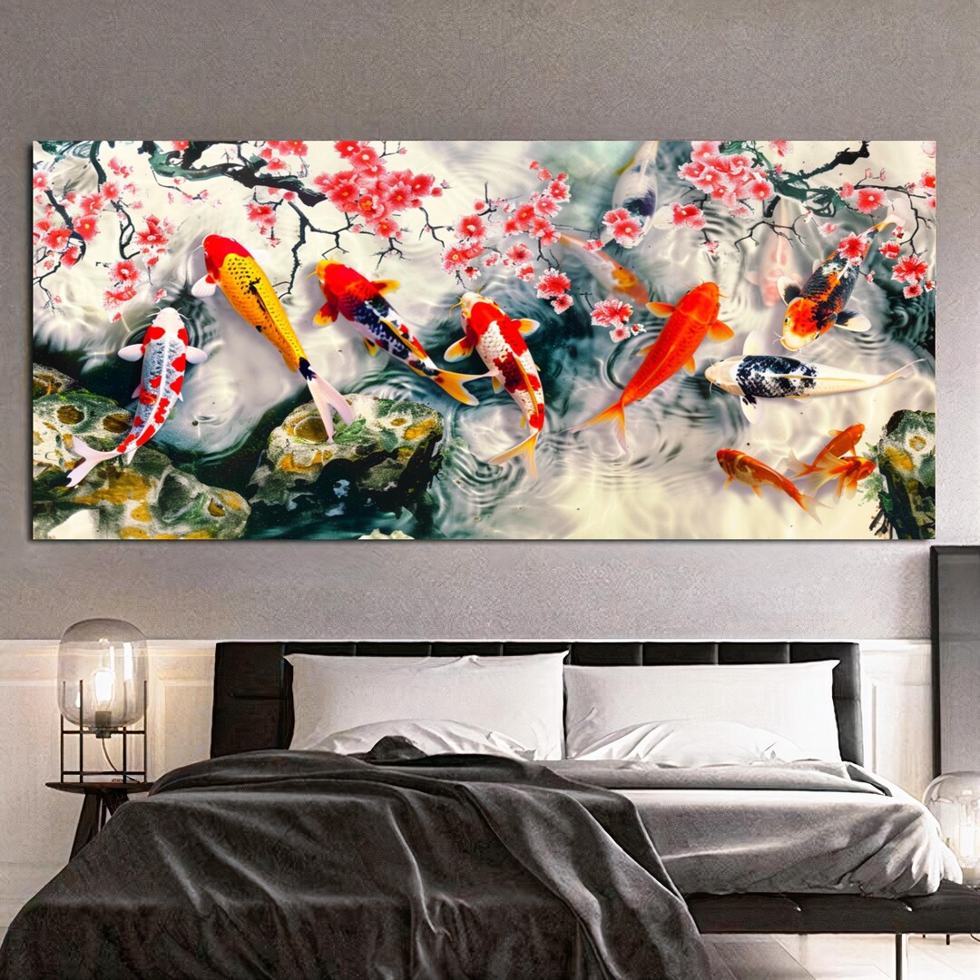 Koi Fish Canvas Print - Japanese Feng Shui Wall Art - Modern Animals ...