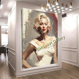 Marilyn Monroe Monroe in White Dress Canvas Print on Canvas - Hollywood icon, Celebrity Portrait, Contemporary Wall Art