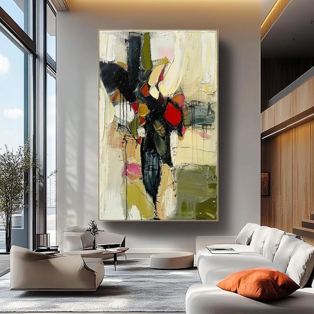 Large Abstract Impasto Oil Painting on Linen Canvas: Colorful Modern ...