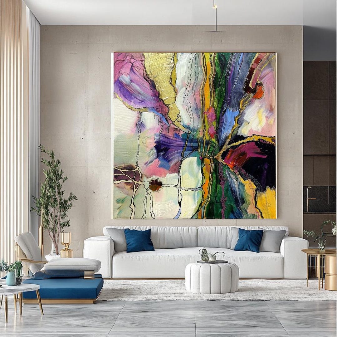 Colorful Abstract Impasto Oil Painting: Modern Textured Canvas Art - Etsy
