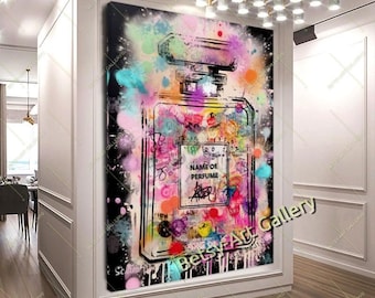 Large Graffiti Perfume Bottle Art – Abstract Street Art Canvas Print for Modern Interiors
