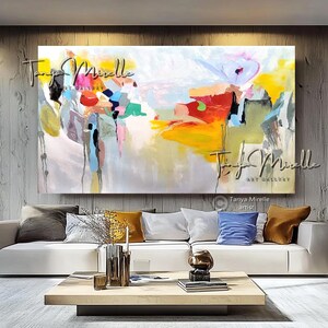 Oil Painting on Canvas, Yellow Gray Abstract Wall Art, Extra Large Sizes