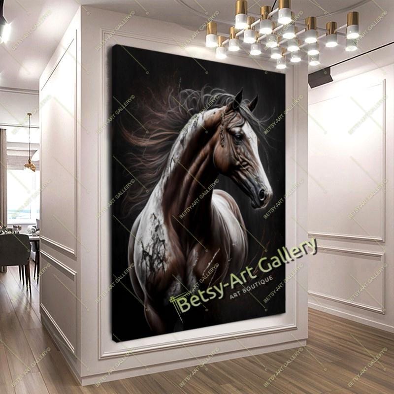 Poster Canvas Graffiti - Cheval Coloré - Impression Murale - Sans Cadre