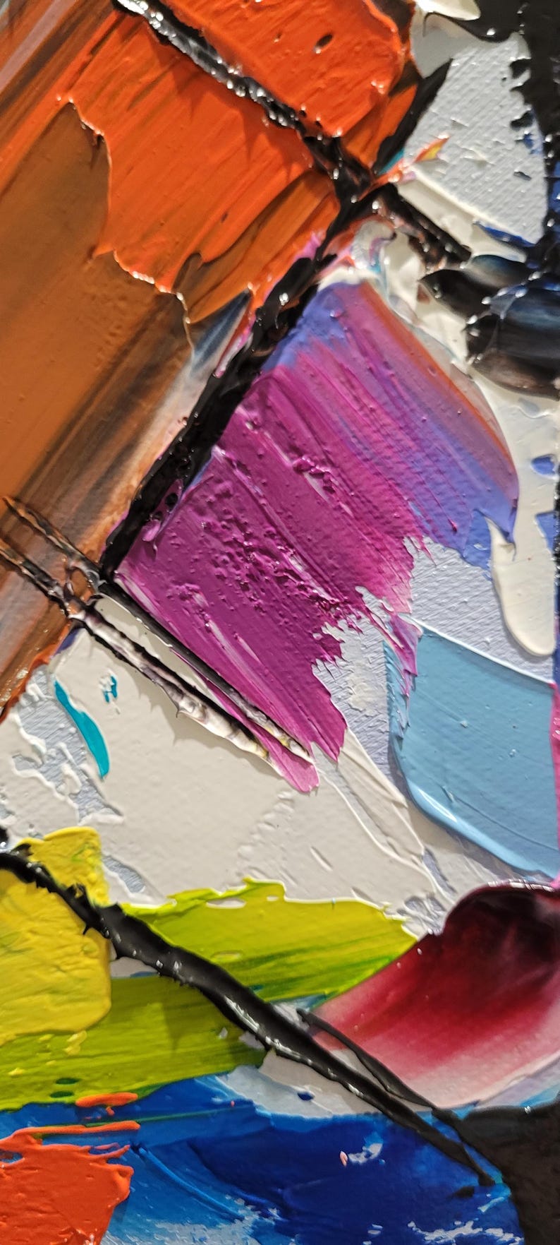 Modern Impasto Oil Painting on Canvas - Vibrant Abstract Wall Art for ...