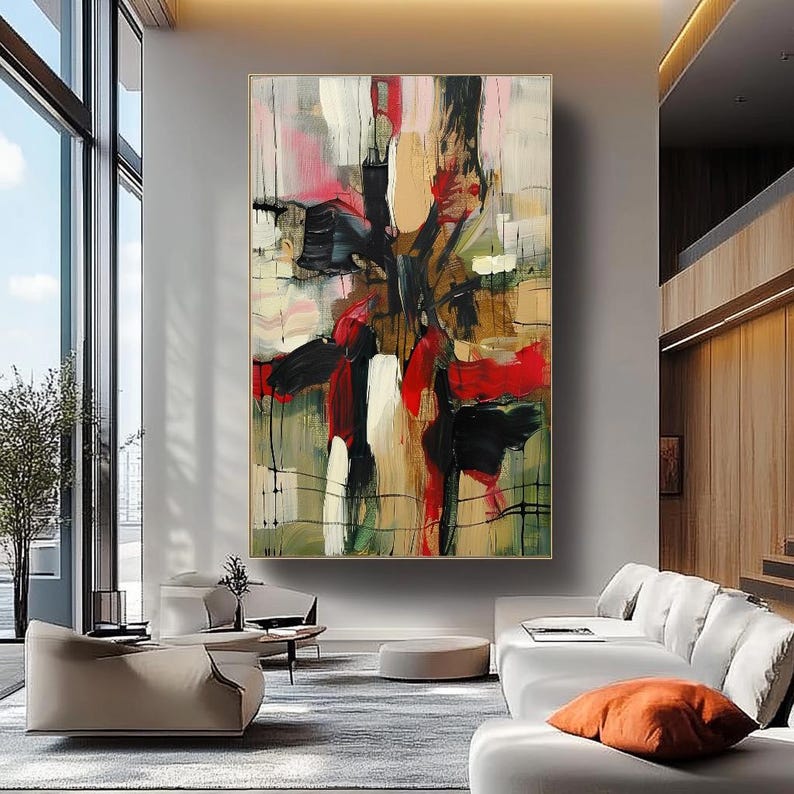 Large Abstract Impasto Oil Painting on Linen Canvas: Colorful Modern ...