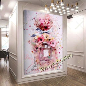 Floral Perfume Bottle Canvas Print: Fashion Wall Art Decor