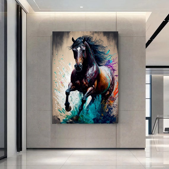 Toile d'art moderne avec animaux, peinture de cheval noir, affiches et  imprimés, images d'art murales pour salon, décoration de maison, toile  tendue -  Canada
