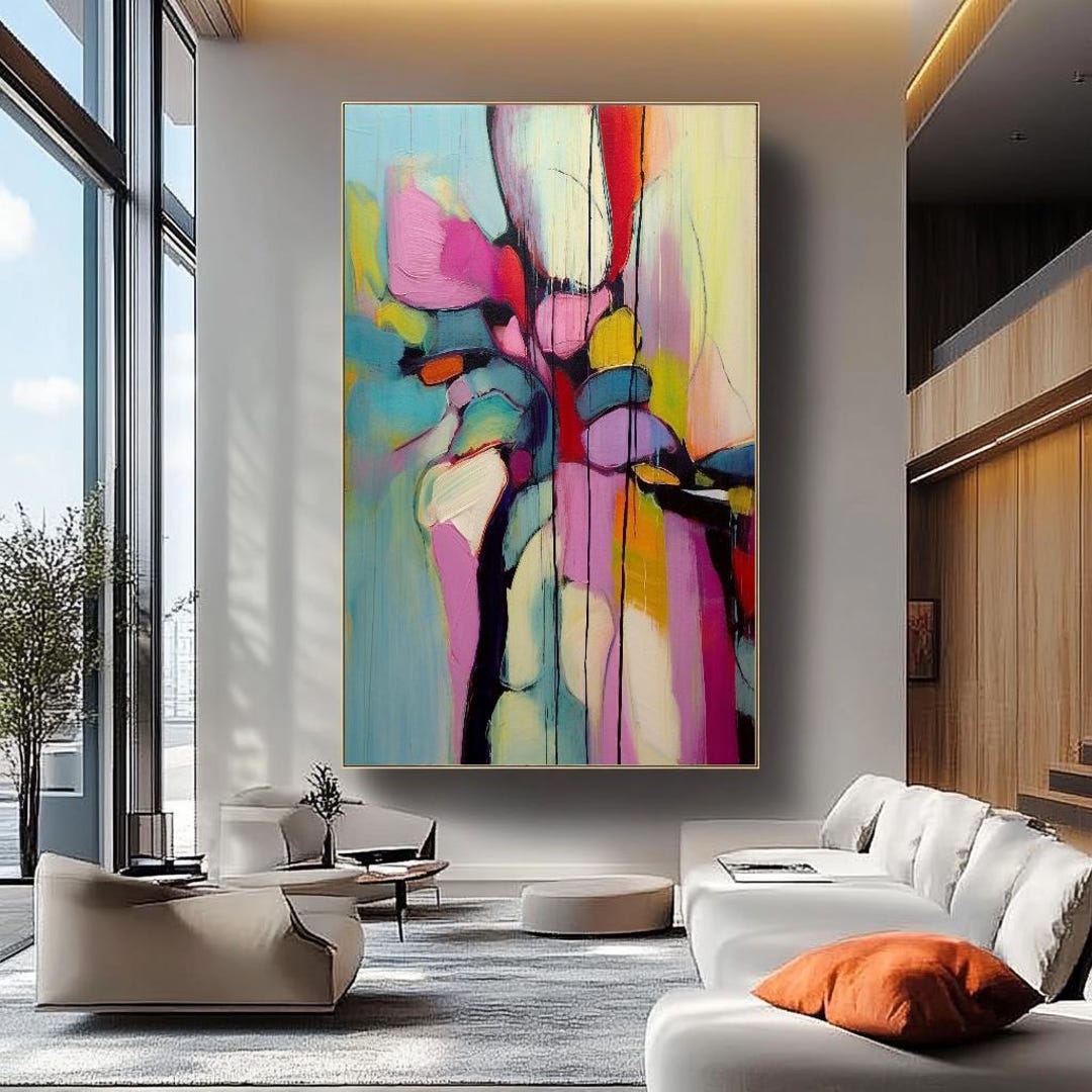 Colorful Abstract Impasto Oil Painting on Linen Canvas - Modern Art - Etsy