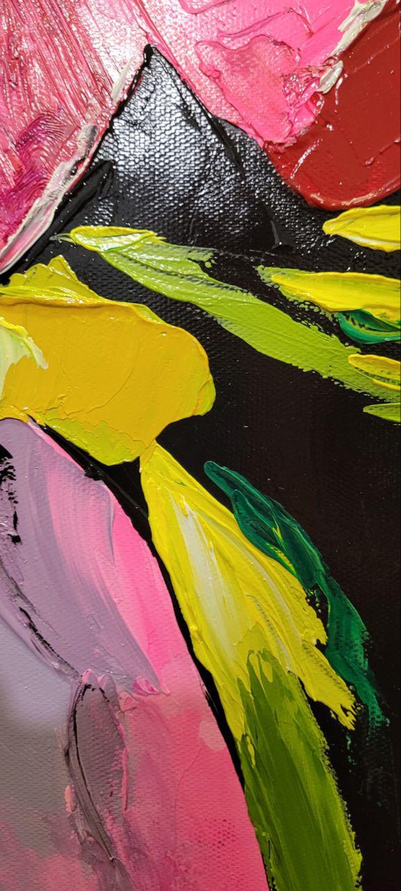 Large Abstract Floral Impasto Oil Painting: Colorful Modern Canvas Art ...