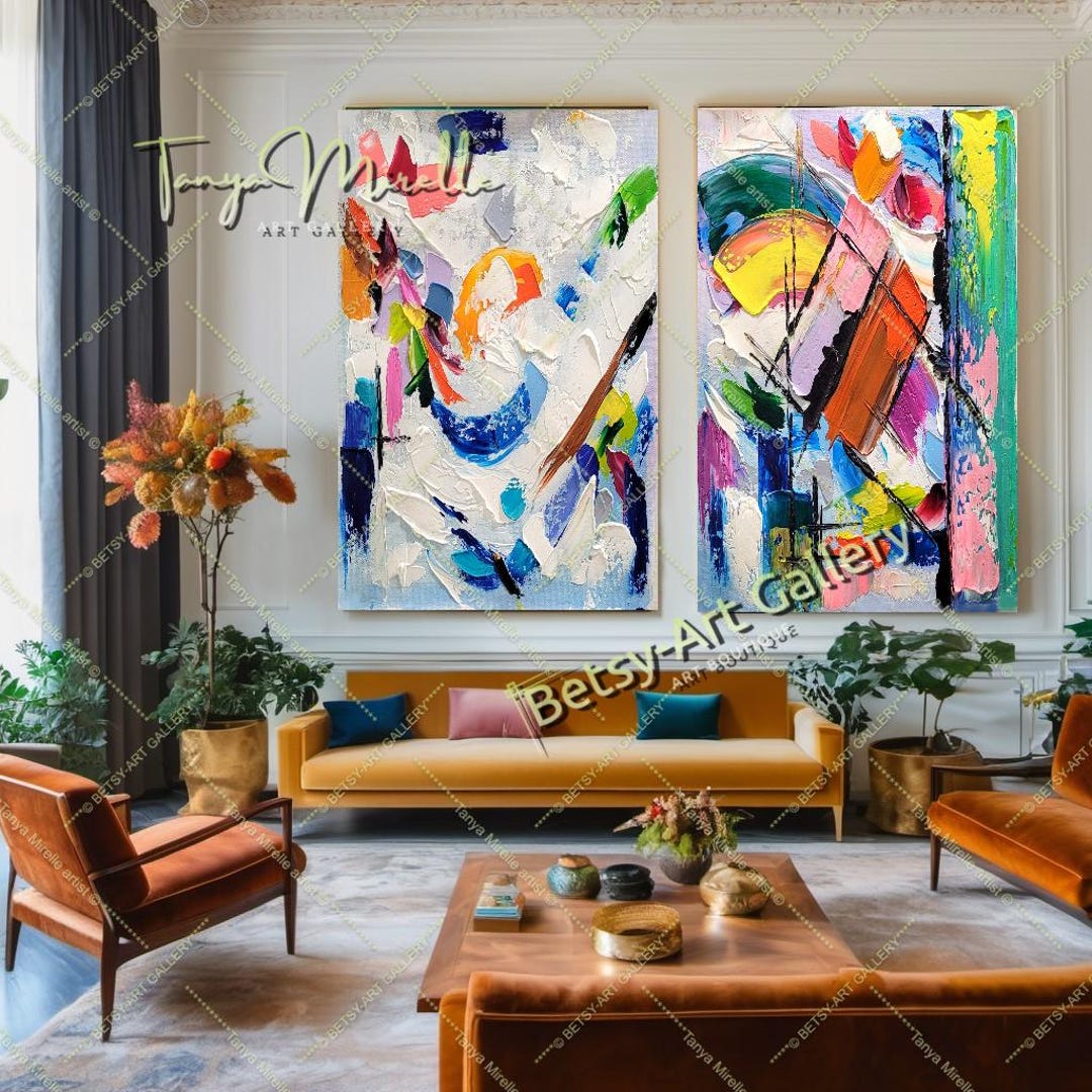 Modern Abstract Painting on Canvas: Colorful Impasto Wall Art - Etsy