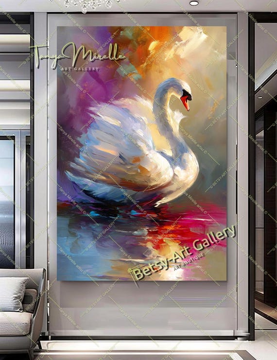 Abstract Swan Canvas Art – Modern Wildlife Wall Decor - Etsy
