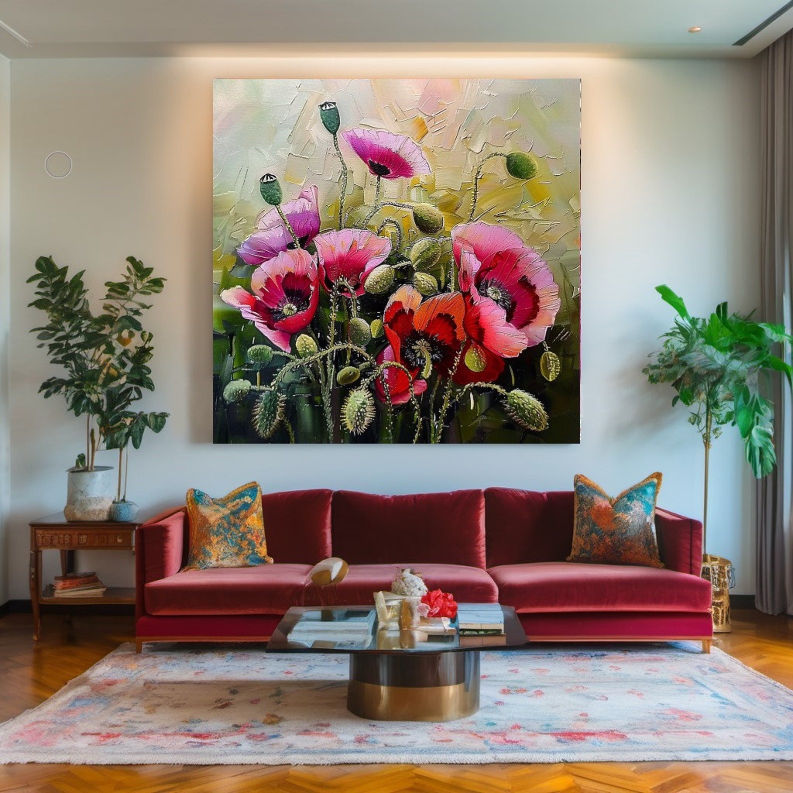 Red Poppies Canvas Print: Modern Floral Wall Art - Etsy
