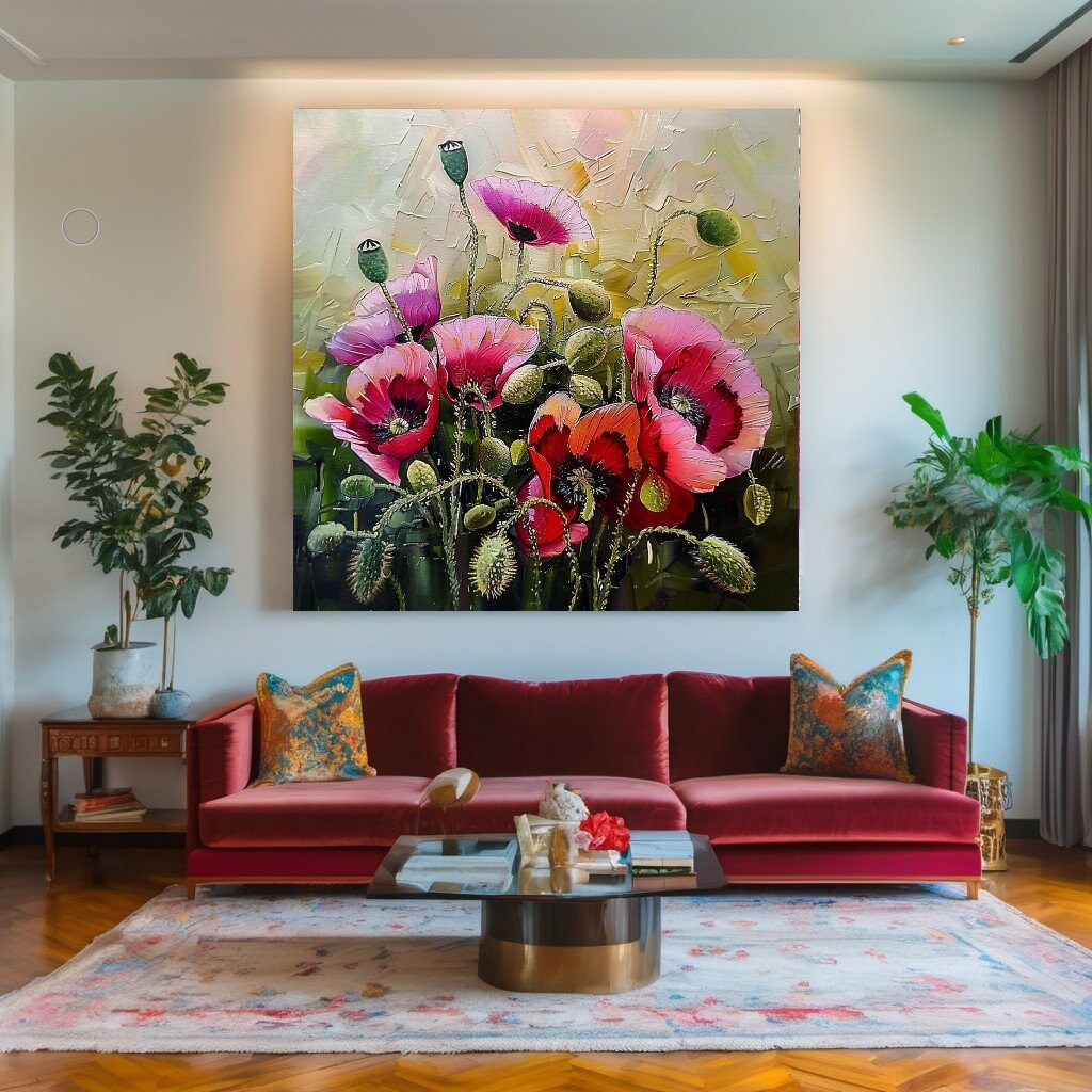 Red Poppies Canvas Print: Modern Floral Wall Art - Etsy