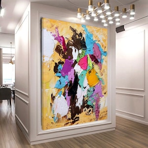 VIVID STRETCHED PRINT on Canvas, Colorful Abstract Art Work, Vibrant Color Modern Wall Art Decor for living room