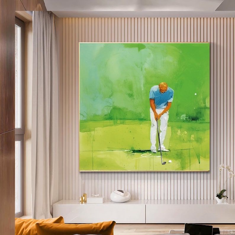Print on Canvas Stretched Abstract Golf Man Woman Golfer, Fashion Wall ...