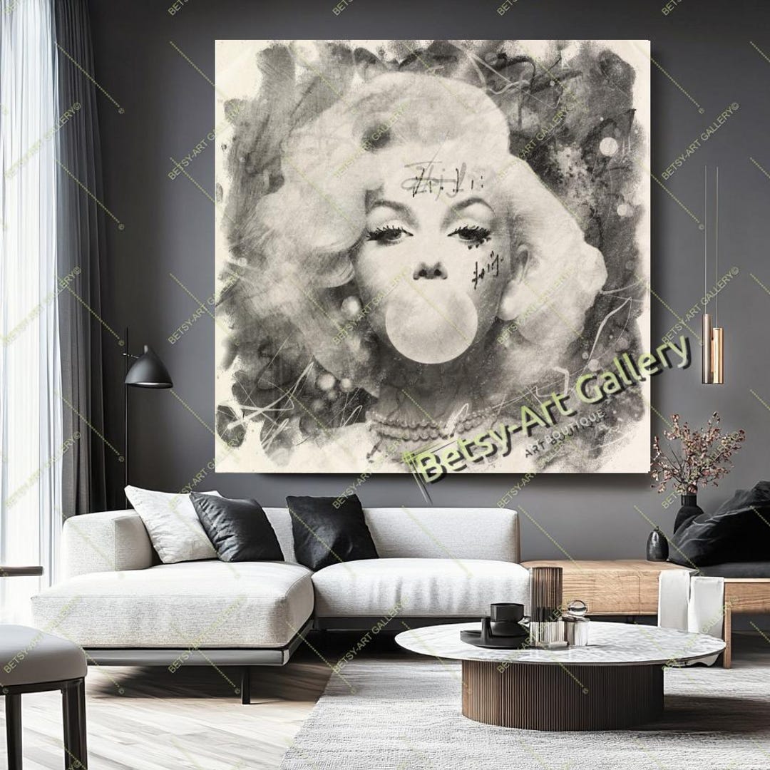 Marilyn Monroe Pop Art Canvas Print: Bubble Gum Graffiti, Modern Wall ...