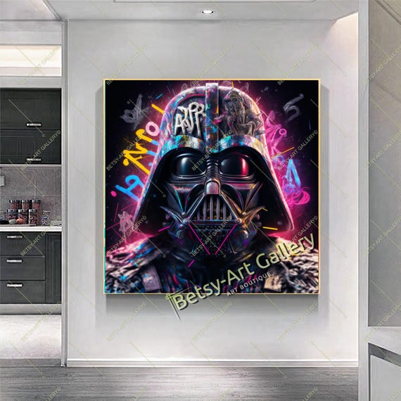 ストリートアート ダース・ベイダー風キャンバス ストリートアート