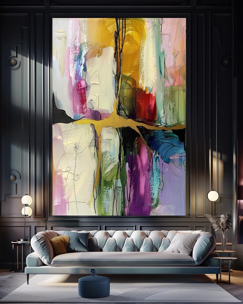 Modern Impasto Oil Painting on Canvas - Vibrant Abstract Wall Art for ...