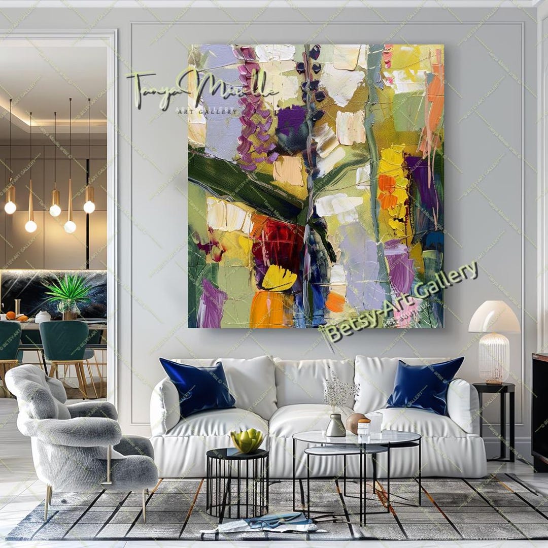 Rustic Floral Impasto Oil Painting – Abstract Garden Art on Canvas - Etsy