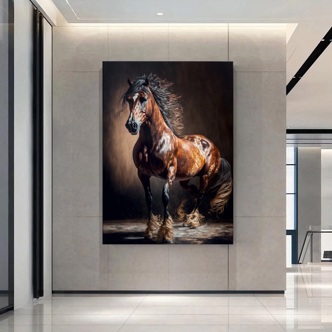 Modern Art Animal Canvas Painting Black Horse Posters and Prints Wall
