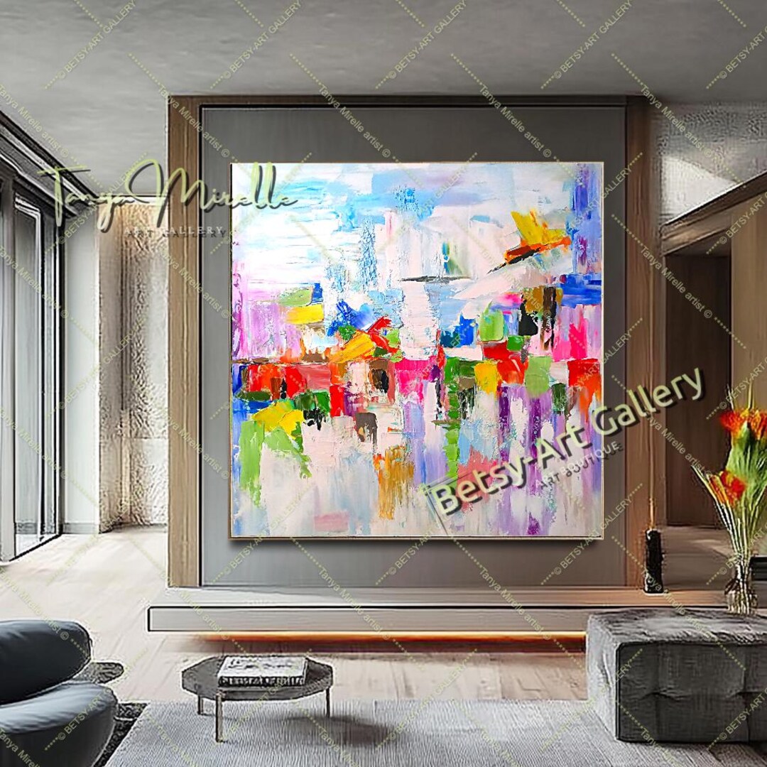 Colorful Impasto Oil Painting on Canvas: Abstract Textured Wall Art for ...