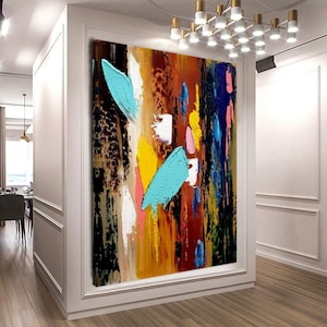 VIBRANT STRETCHED PRINT on Canvas, Colorful Abstract Art Work, Vivid Color Modern Wall Art Decor for living room