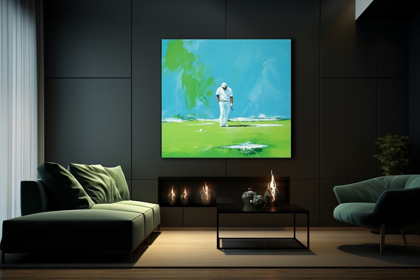 Print on Canvas Stretched Abstract Golf Man Woman Golfer, Fashion Wall