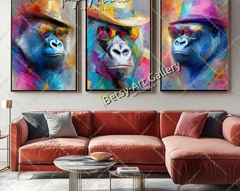 Gorilla Canvas Print – Abstract Pop Art Portrait