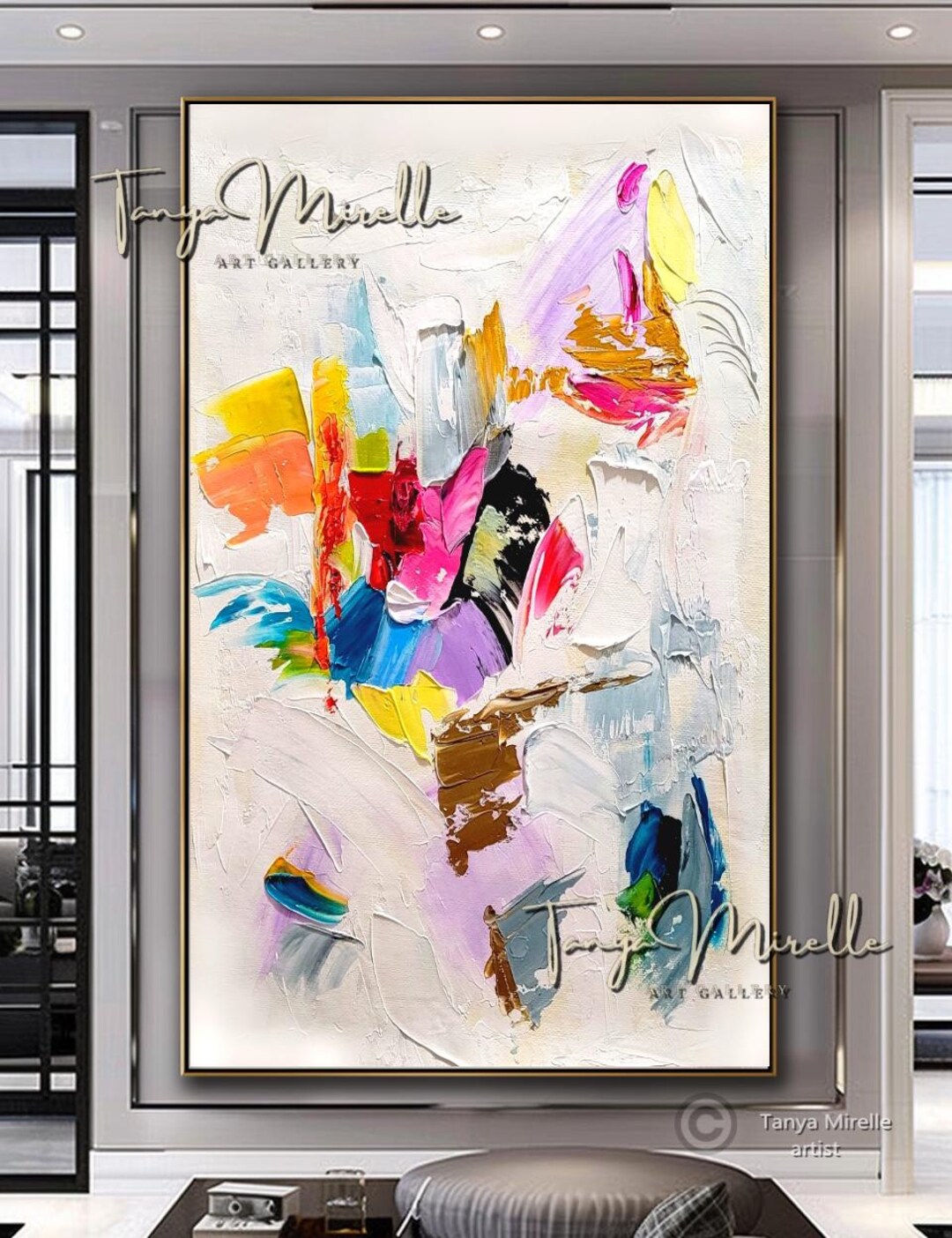 Large Impasto Oil Painting: Multicolor Abstract Canvas Wall Art - Etsy