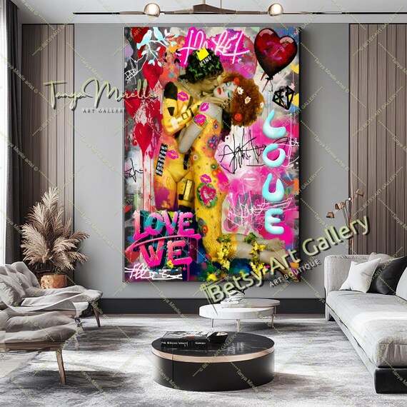 Gustav Klimt 'the Kiss' Canvas Print: Romantic Pop Art Wall Decor
