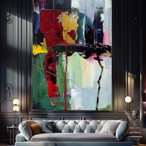 Modern Impasto Oil Painting on Canvas - Vibrant Abstract Wall Art for ...