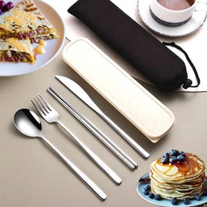 Portable Stainless Steel Cutlery Set: Travel Utensils with Chopsticks
