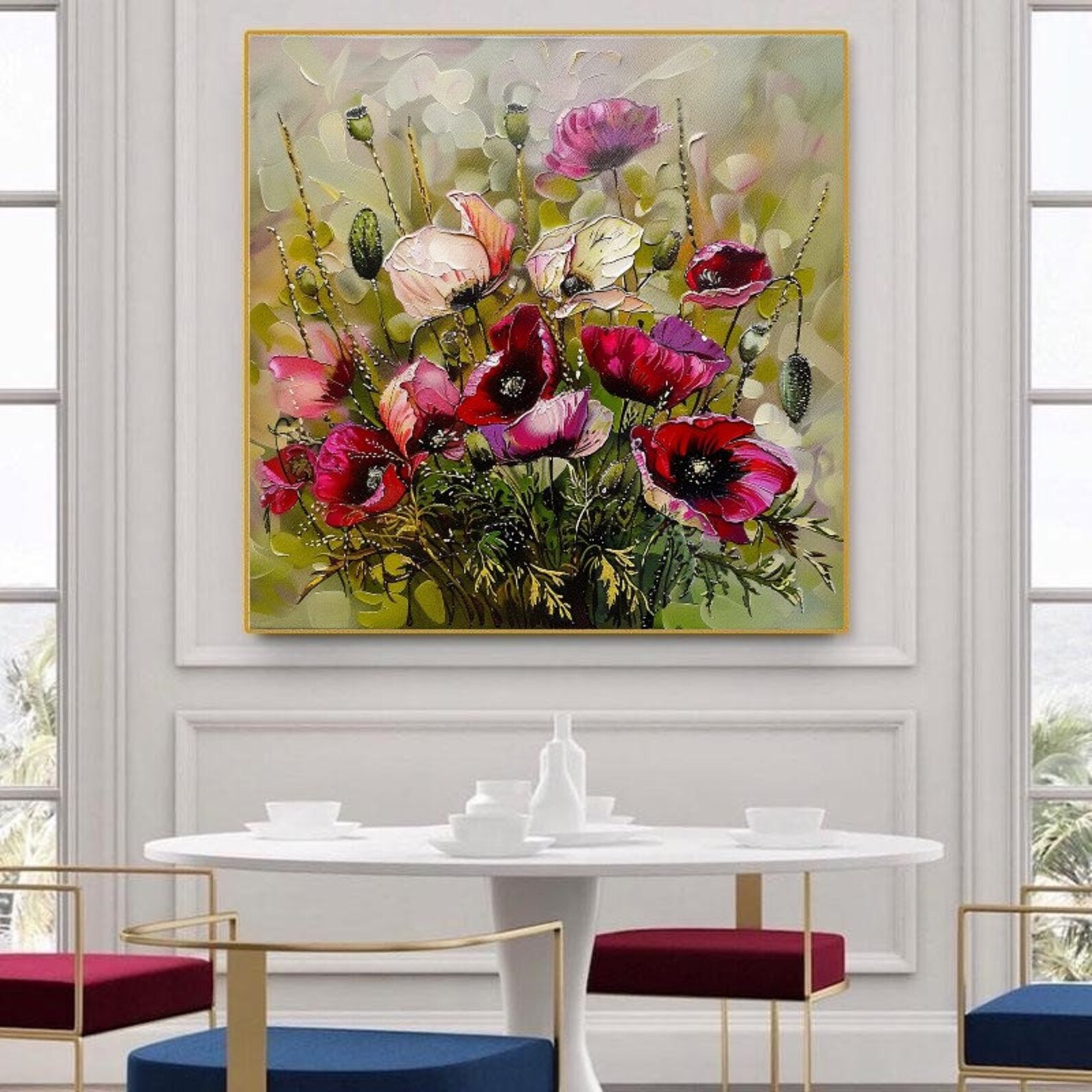 Red Poppies Canvas Print: Modern Floral Wall Art - Etsy