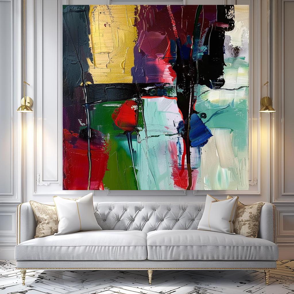 Modern Impasto Oil Painting on Canvas - Vibrant Abstract Wall Art for ...