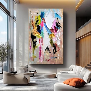 Impasto Oil Painting: Colorful Abstract Art on Canvas