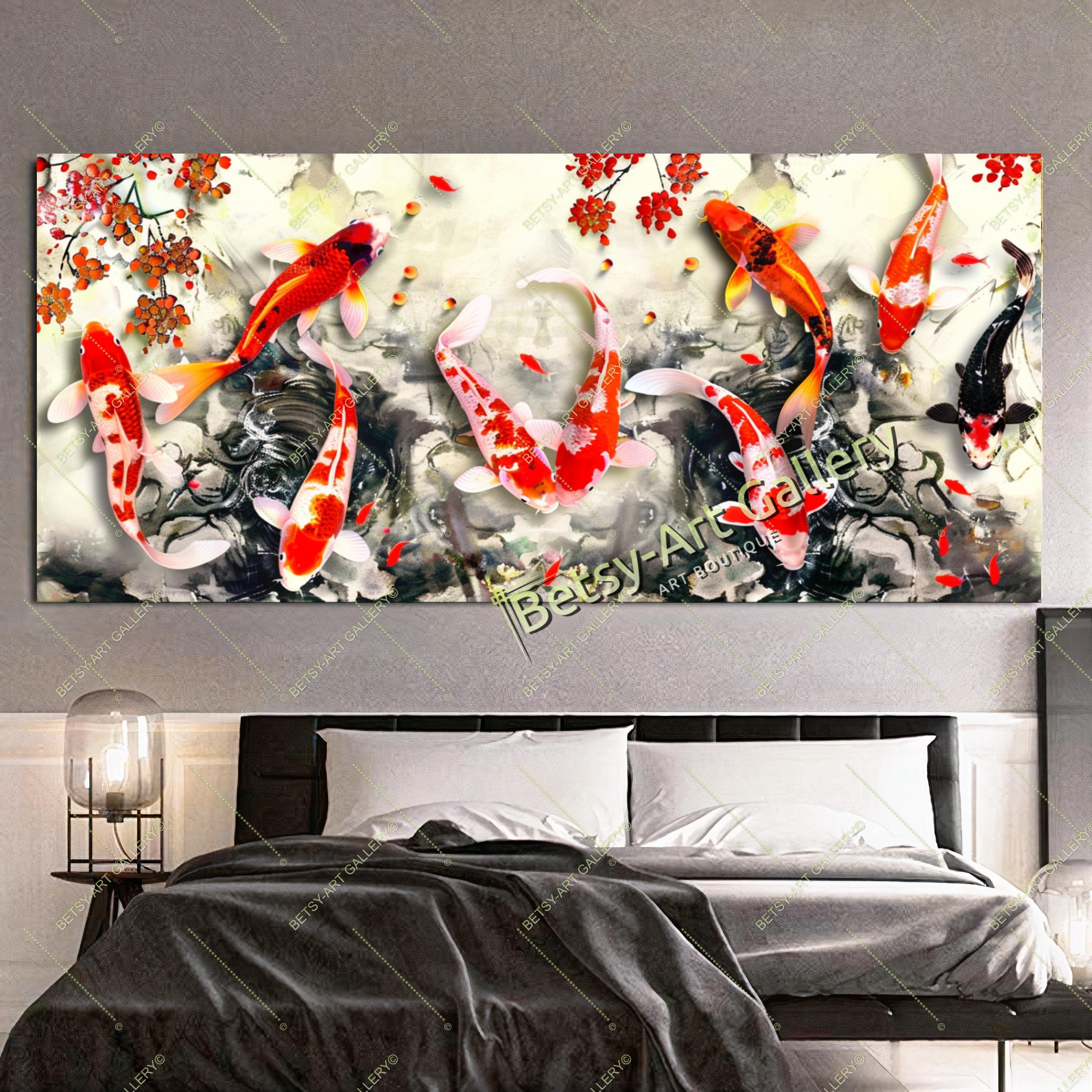 Koi Fish Canvas Print: Japanese Zen Feng Shui Wall Art for Living Room ...
