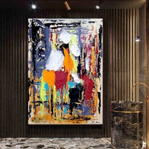 MODERN STRETCHED PRINT on Canvas, Colorful Abstract Art Work, Vivid Color Contemporary Wall Art Decor for living room
