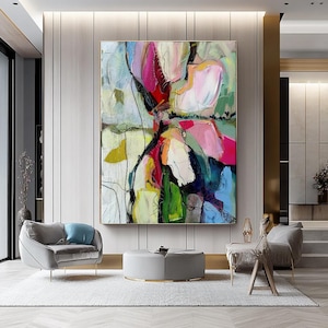 Stretched Print on Canvas, COLORFUL ABSTRACT Art Work, Vibrant Color Modern Wall Art Decor for living room