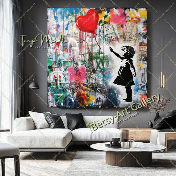 Runa art Tableau Décoration Murale Banksy - Street Art Collage 120x80